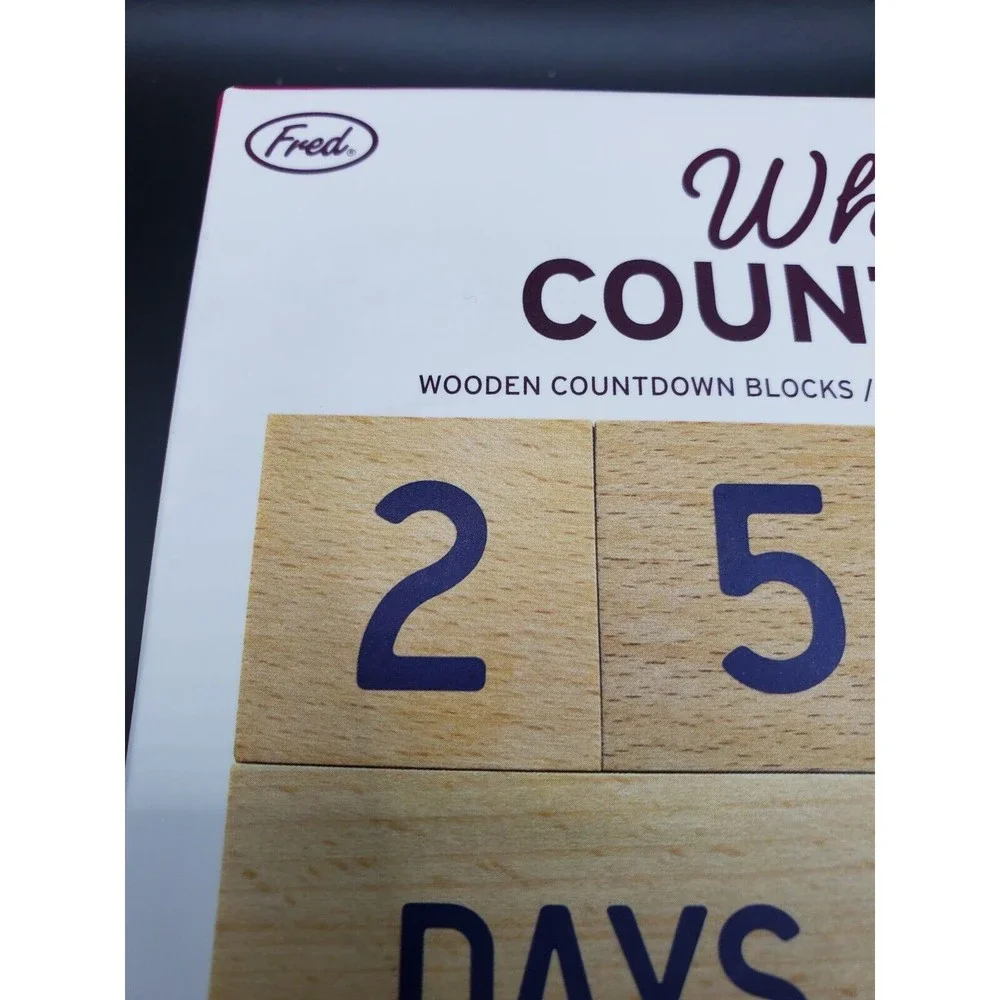 New In Box Who's Counting Wooden Countdown Blocks By FRED Daily Living Edition